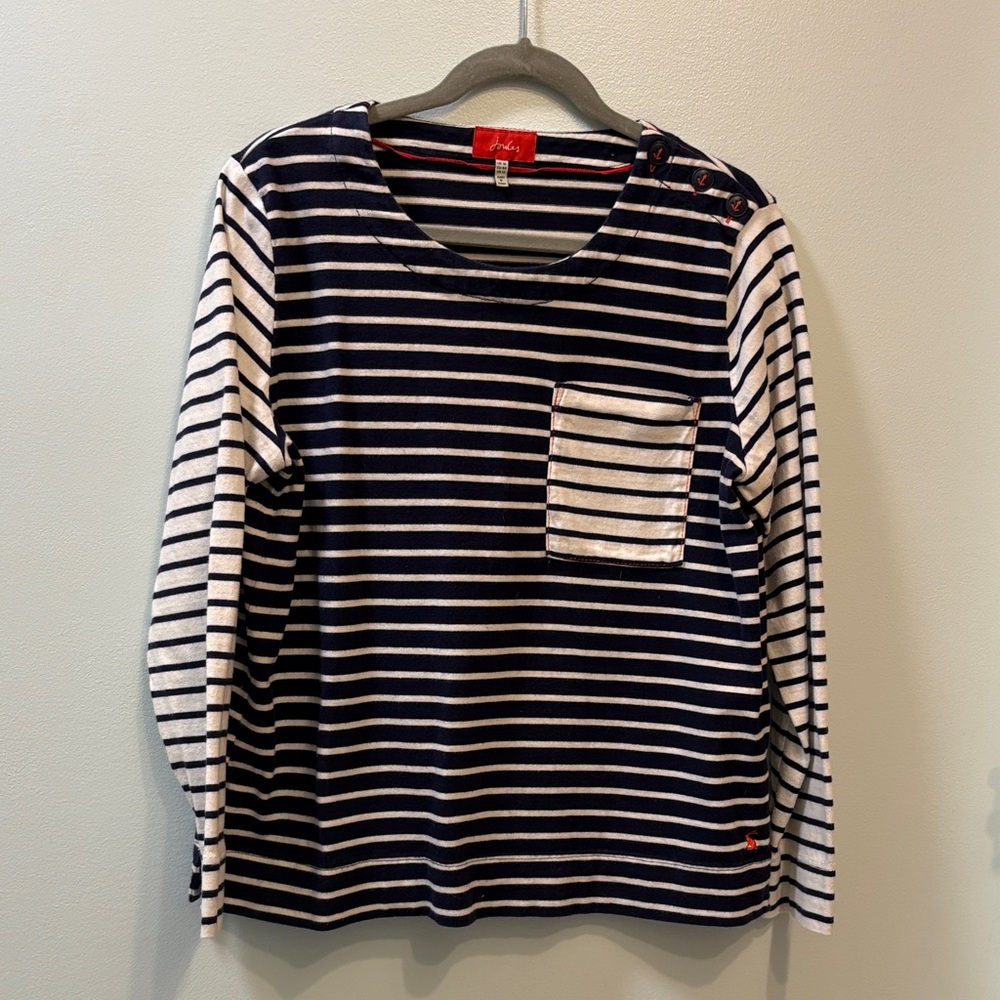 Joules Navy and Cream Striped Long Sleeve Top